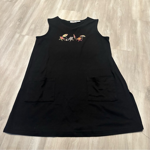 Sunbay Swim Black Swim Coverup Beach Chair Embroidered Dress Sz M - Picture 1 of 5